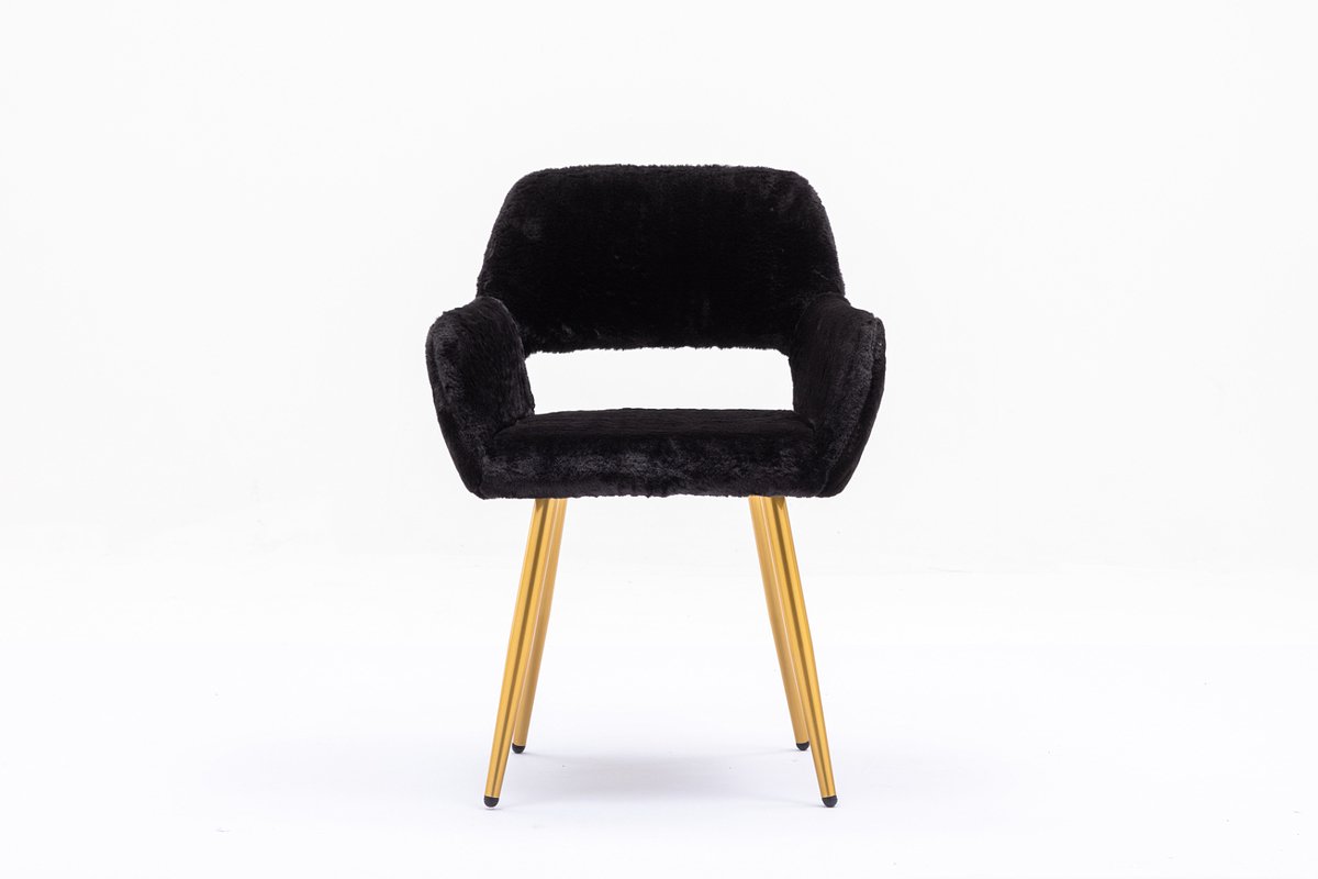 Luxe Bureaustoel - Teddy Stof Ergonomisch met Open Rugleuning - Zwart