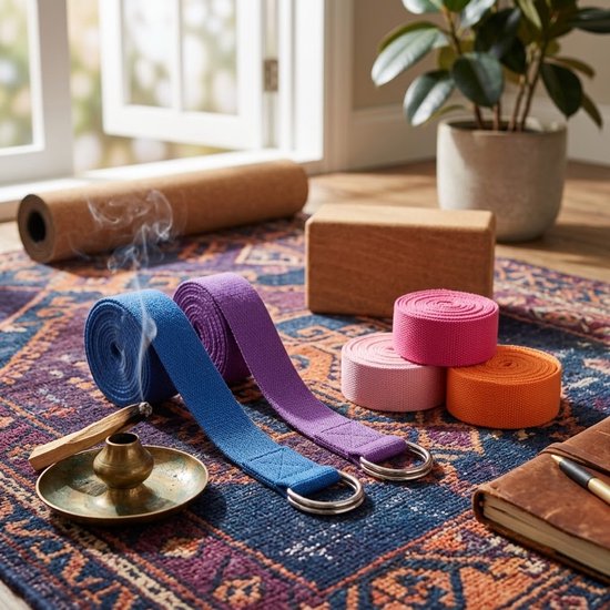 Multikleurige yoga riemen verstelbare D ring oefenbanden set van 5 unisex voor yoga pilates stretching balans training yogamat gym accessoires — afbeelding 2