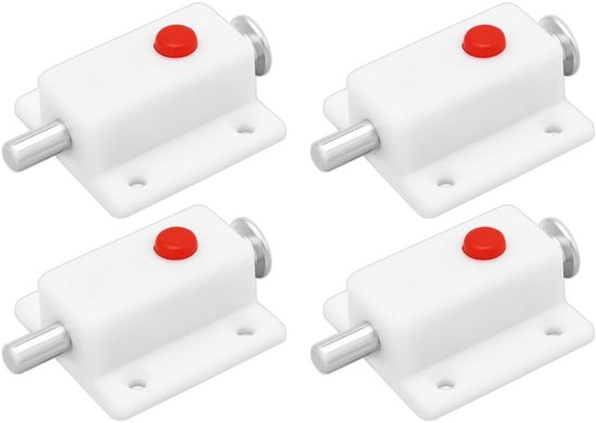 Deurknop Wit - 4 Stuks - Drukknop - Veermechanisme - Geschikt voor Deuren/ramen - Eenvoudige Installatie - Duurzaam Materiaal - Deurslot