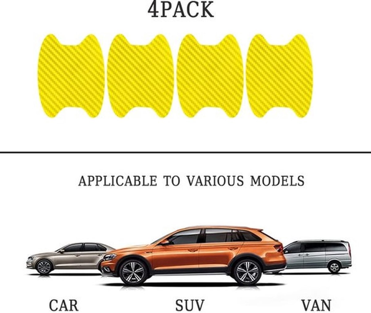 Autodeurklinkbeschermer 4 Stuks - Universele Koolstofvezel - Anti-kras Beschermfolie - Autodeur Zijlakhoes - Beschermstickers - Eenvoudig te Verwijderen - Deurbescherming