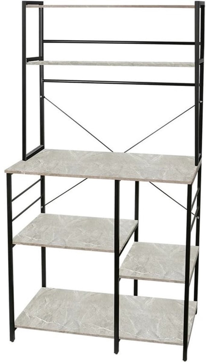Keukenrek, vrijstaand rek met 6 planken, 40 x 86 x 167 cm, magnetronrek, voor magnetron, koffiemachine & krui