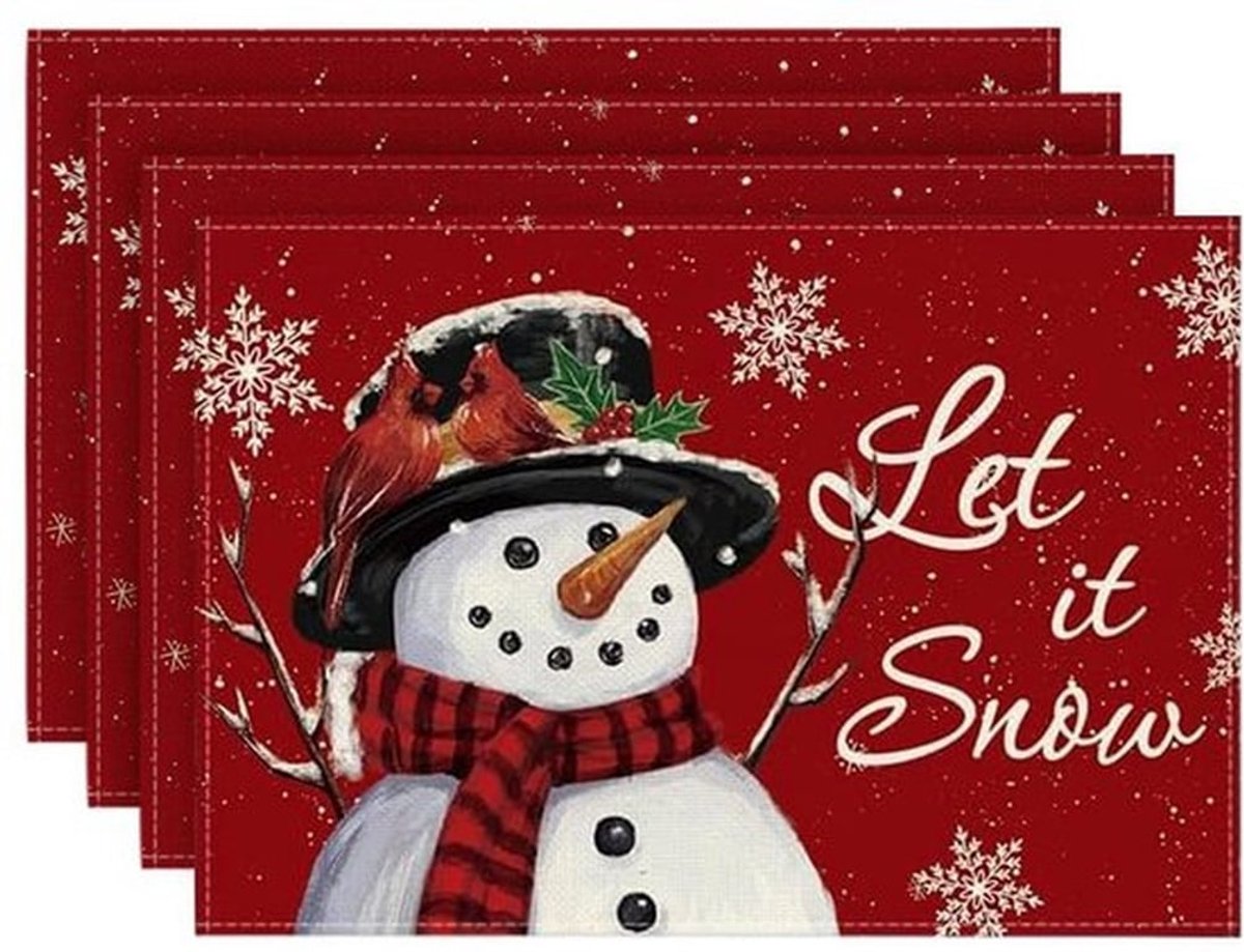 Placemat 4 Stuks - Wasbare Placemat - Hittebestendige Placemat - Waterdichte Placemat - Kerst Placemat - 45 x 30 cm - Tafelmat