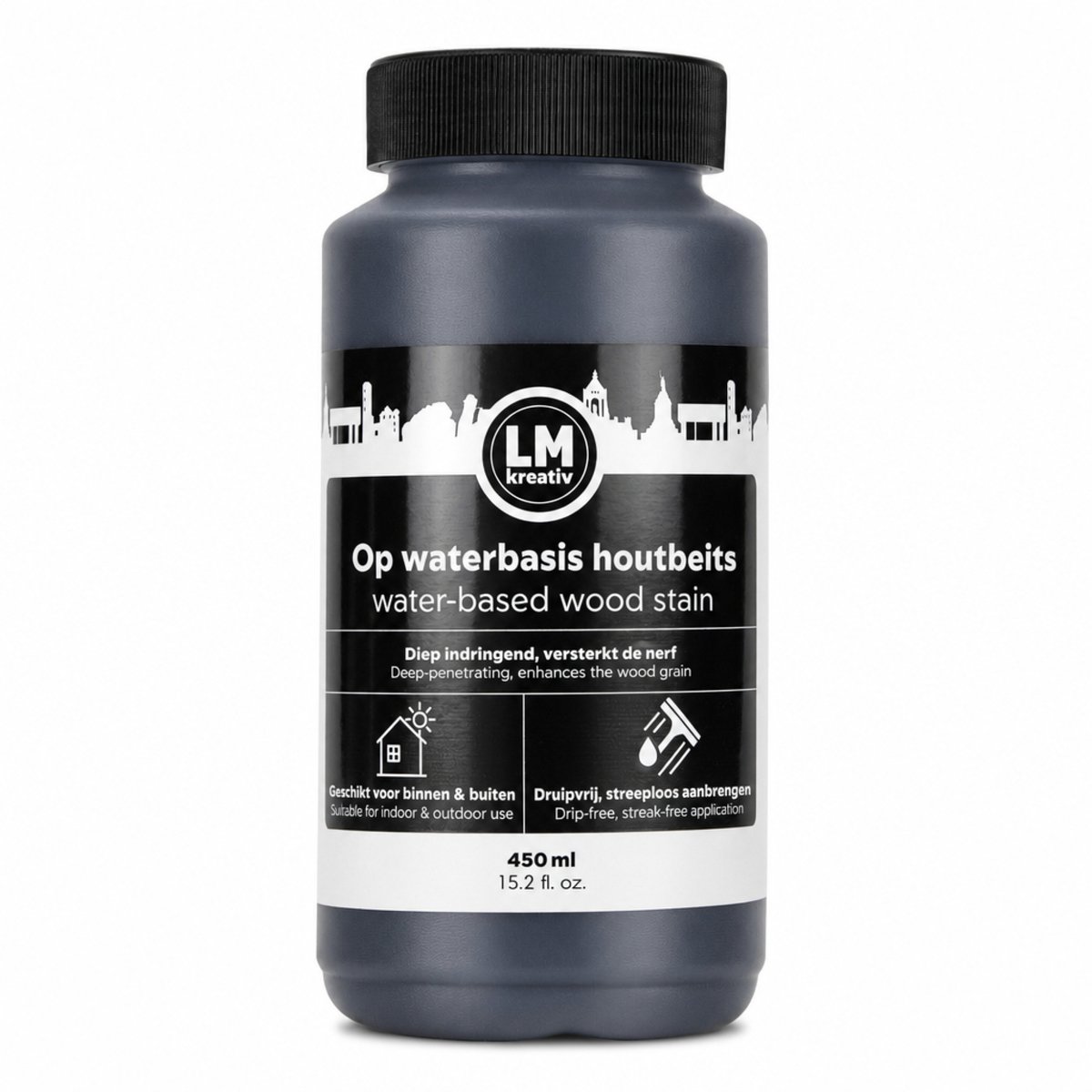 LM-Kreativ Houtbeits - Beits op Waterbasis - Transparant Mat voor Meubels en Interieurhout - Aging Stain - 450 ml