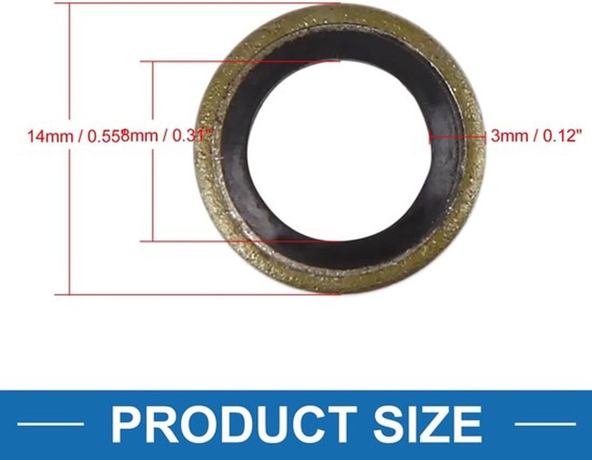 Afdichting Gloednieuw - Crush/Afdichtringen - Oliefiltervervanging - Oliebon - Metalen/Rubber - 8 x 14 x 3 mm - Afdichtring