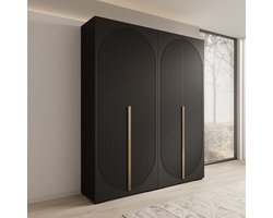 Meubella - Mayfair - Kledingkast 4-deurs - Zwart - 200x47x237 cm