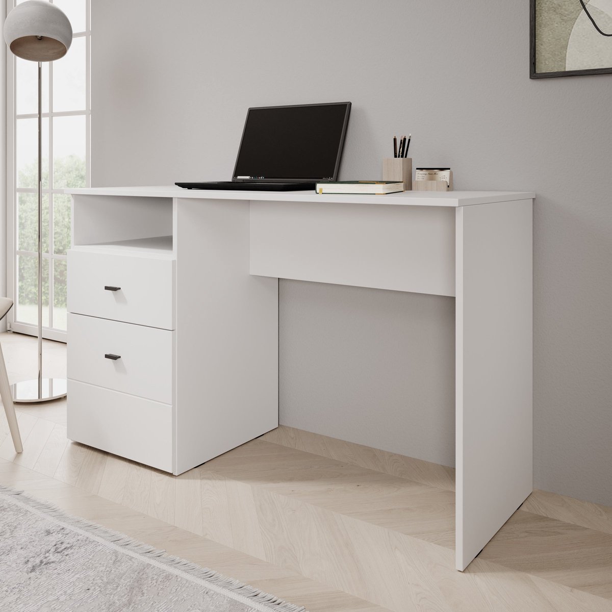 Meubella - Haroa - Bureau - Wit - 127x51x77 cm