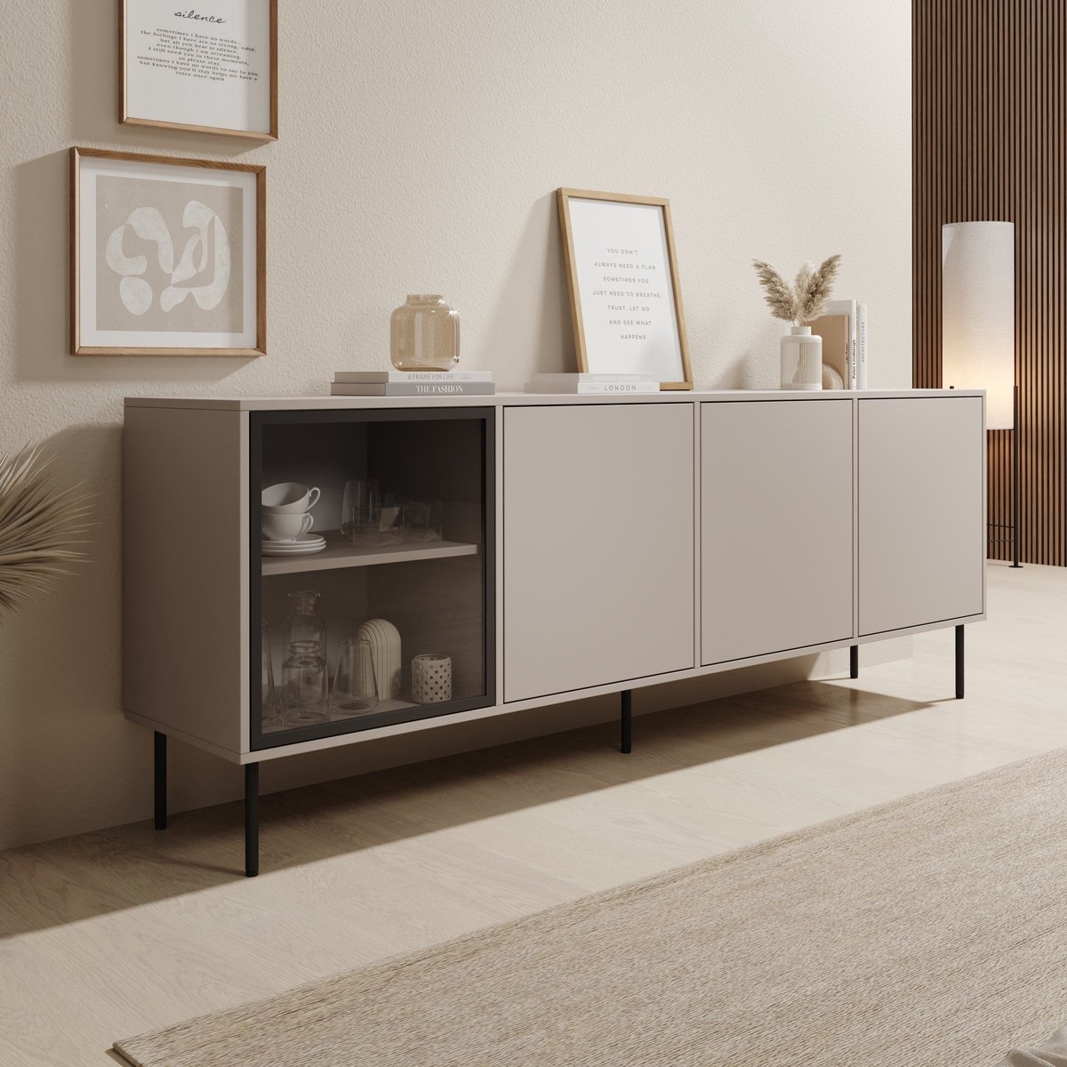 Meubella - Dimora - Dressoir - Beige - 200x40x75 cm