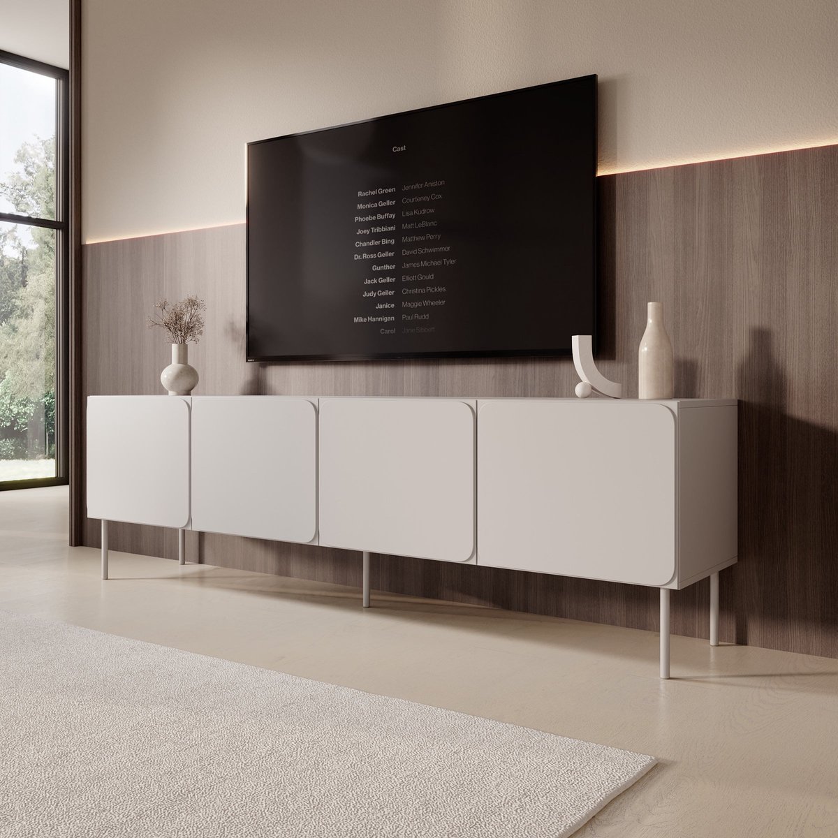 MEUBELLA Rovik - TV-Meubel - Beige - 200x40x61 cm