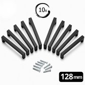 10X Design Handgrepen mat Zwart RVS - Boormaat 128mm - Greepjes - Handgreep - Handgrepen keuk0enkastjes - Handvatten - Meubelgreep zwart - Handgrepen voor deurtjes