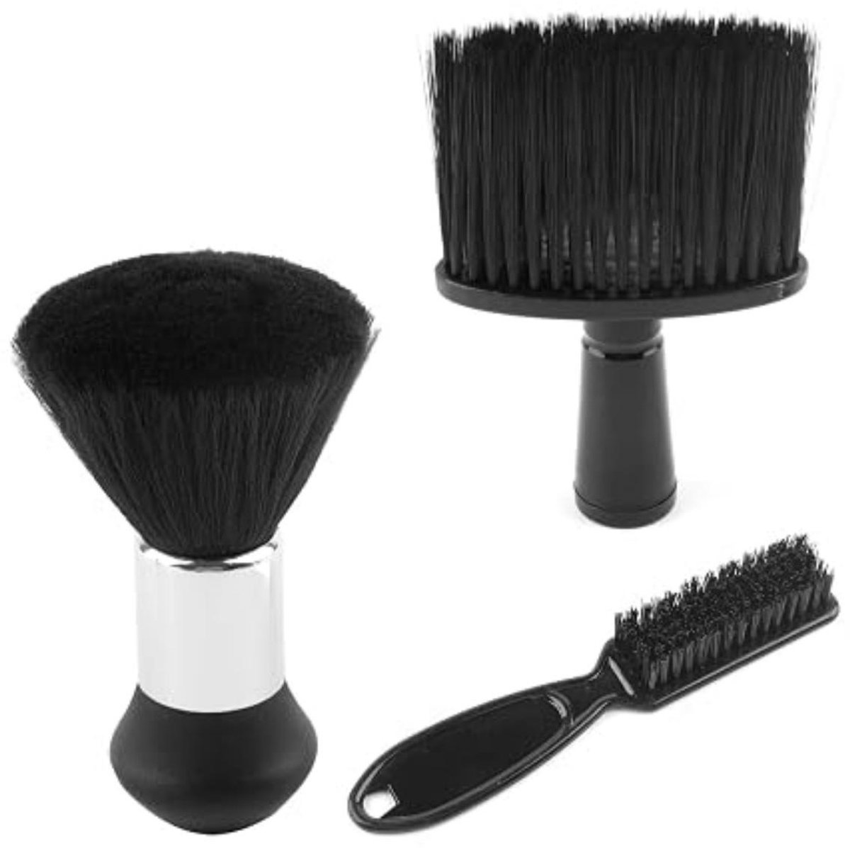 SSTRWGOOD 3 Stuks Nekborstel - Friseurborstel Set - Zachte Haarborstel voor Salon Gebruik - Geschikt voor Stofverwijdering en Haarstyling - Plastic Barbieraccessoires