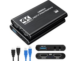 HDMI Capture Card - Video Opnamekaart - 4K 30Hz Ingangssignaal - Opname tot 1080P - USB 3.0 - 3,5 mm Microfooningang - Plug-and-Play - Voor Streaming, OBS, Windows en MacOS