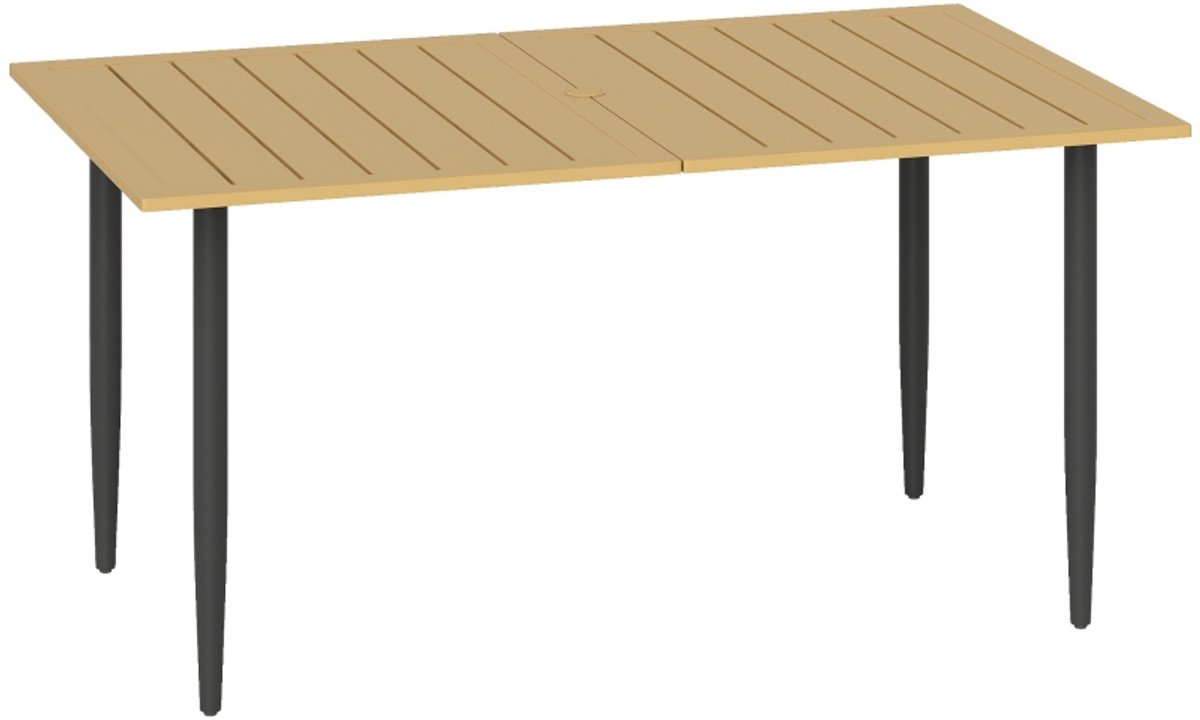 Tuintafel - met paraplu gaten - metalen stand - 150x90 cm - bruin