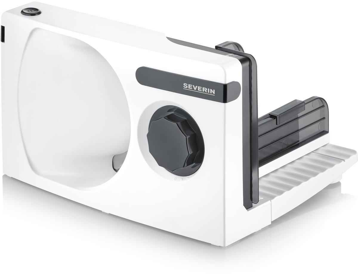 Allessnijder elektrisch verstelbare snijdikte broodsnijmachine compact keukenapparaat RVS mes 0-15 mm wit zwart