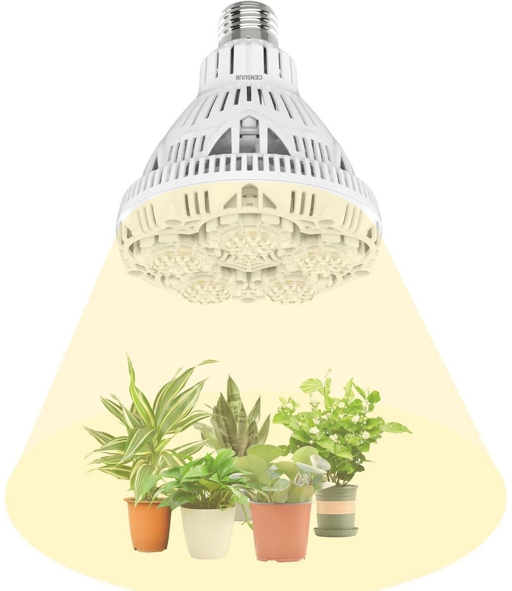 GELLDG Plantenlamp E27 - LED Groeilamp Volledig Spectrum 25W 4000K - Kunststof Behuizing 9.3x11.5cm - Geschikt voor Binnenkwekerij, Kas en Kamerplanten - 1 Stuk