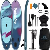 LifeGoods SUP Board Allround Compact - met Zitje - 120 KG Draagkracht - 300 x 76 cm - Opblaasbaar - Compleet SUP pakket - Blauw/Paars