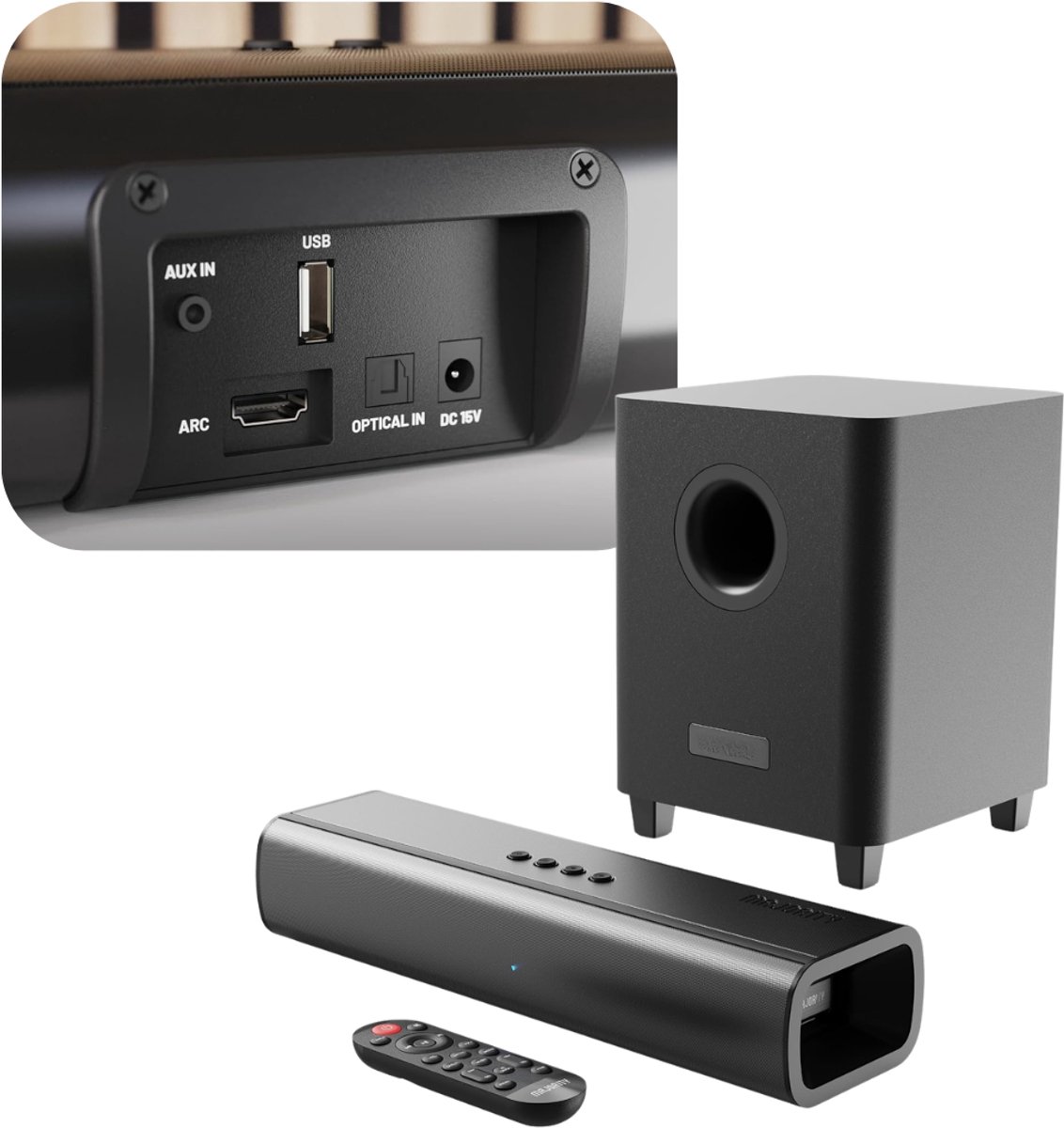 Zavio® Soundbar met Subwoofer en Surroundgeluid - TV Speaker - Home Cinema