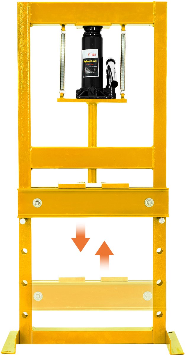 HoerFuriy - H‑Frame Hydraulische Werkpers - 6Ton - Verstelbare Werktafel, voor Garage, Werkplaats en Metaalbewerking - Met Stofhoes - Geel