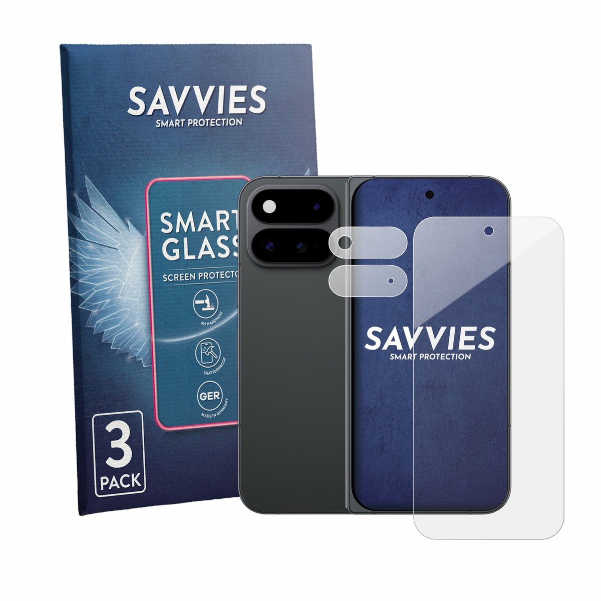 3 Stuks Savvies Screenprotector - geschikt voor Google Pixel 11 Pro Fold (Voor+Camera) - beschermfolie glas transparant