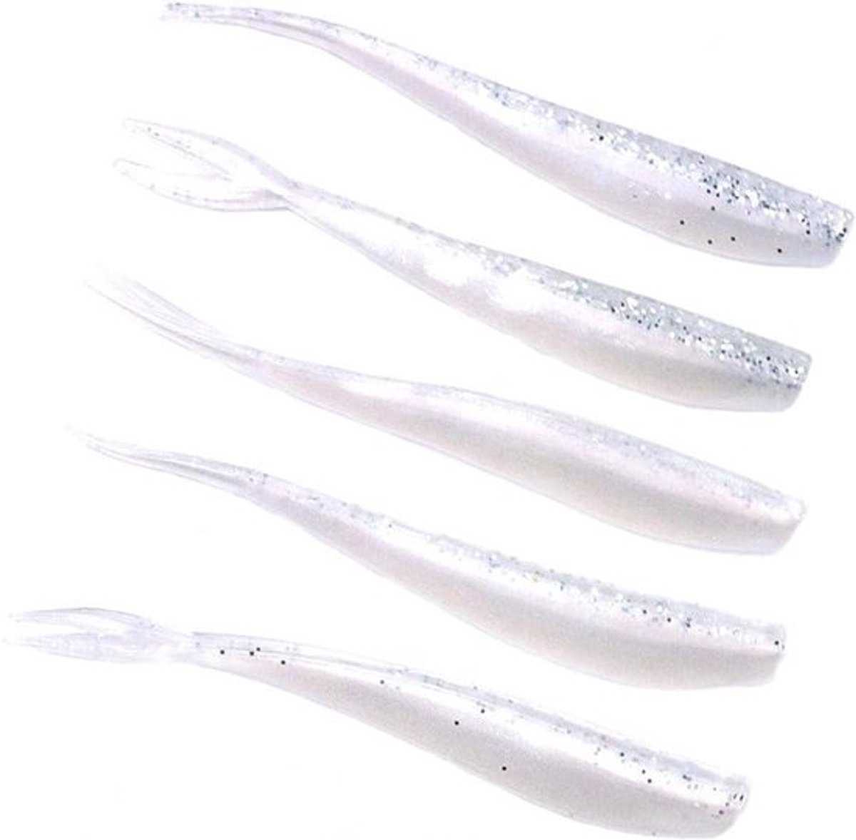- Zacht Kunstaas - 50 STKS - Swimbaits voor Bass Forel - Topwater - Vissen Lokt - Paddle Tail - 70mm Wit