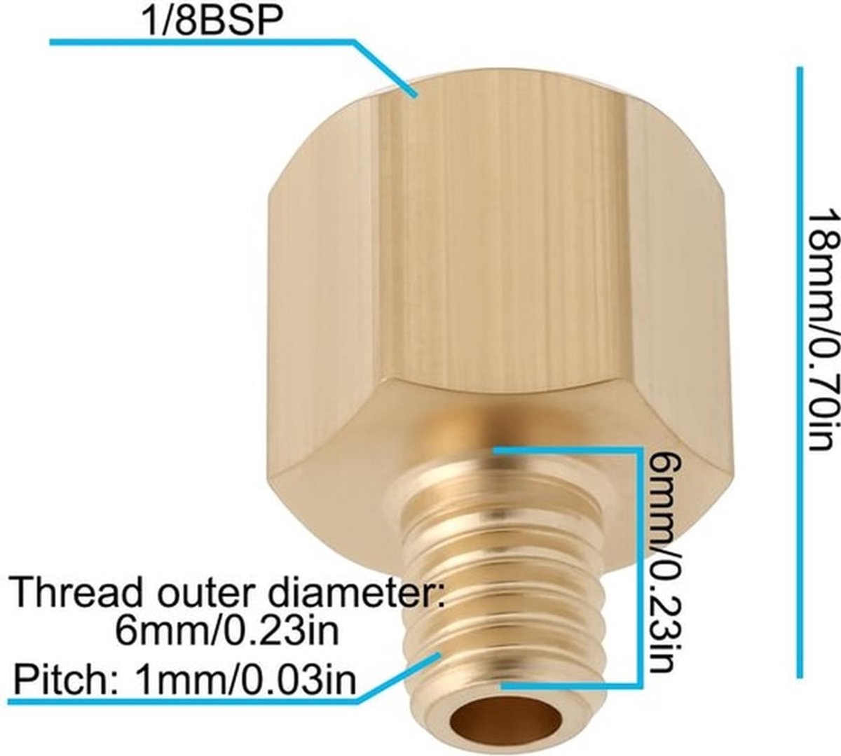 Set van 4 Messing Adapters Mannelijk naar Vrouwelijk voor Pijpverbindingen