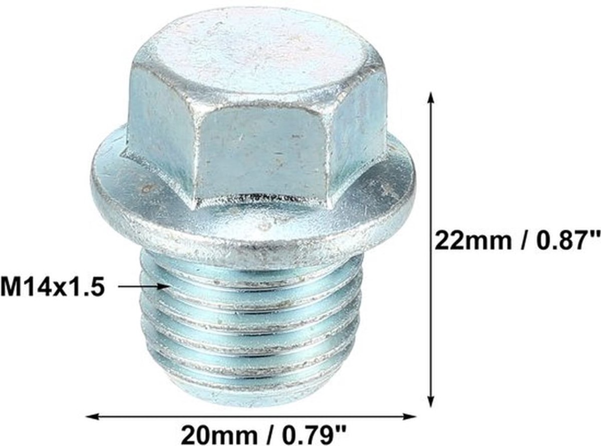 Olieafvoerplug M14x1.5 - Staal - Zilverkleurig - Set van 2 - Geschikt voor Mitsubishi/Volvo - Voorkomt olielekkage - Afvoerplug