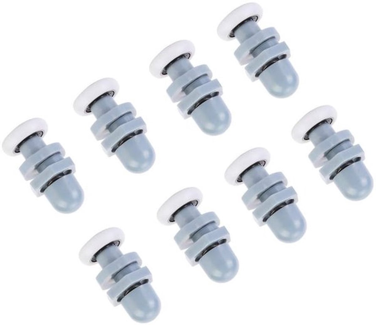 Douchedeur Rollers - Vervangingsset - Duurzaam en Geluidsarm - 20mm - Plastieken Rollers - Geschikt voor Badkamer en Slaapkamer - 8 Stuks