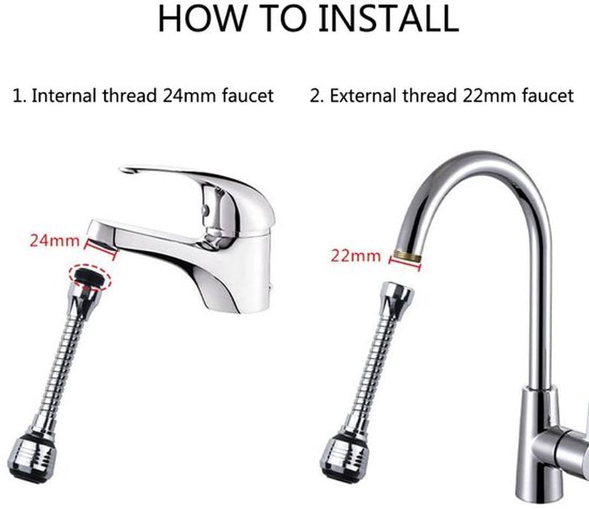 Keukenkraanverlenger 35×14 cm - Universele Kraansproeikop voor Keuken en Badkamer - 360° Draaibaar - Eenvoudig Te Monteren - Geschikt voor De Meeste Kraantypen - Waterbesparend Ontwerp