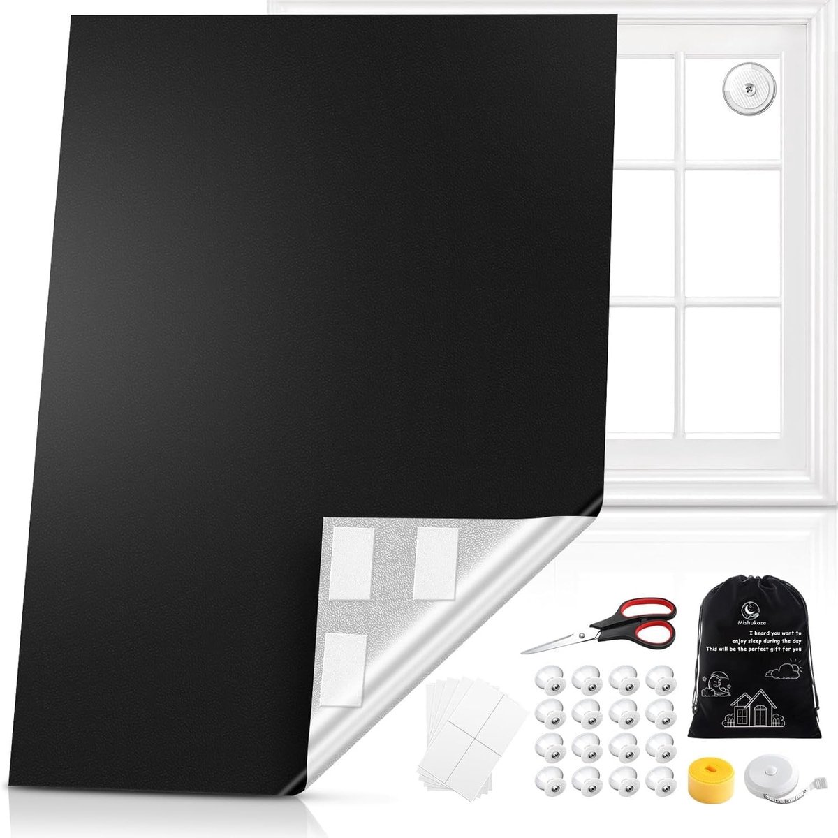 Solidchoice - Zwarte Blackout Stof voor Vensters, 300x145 cm
