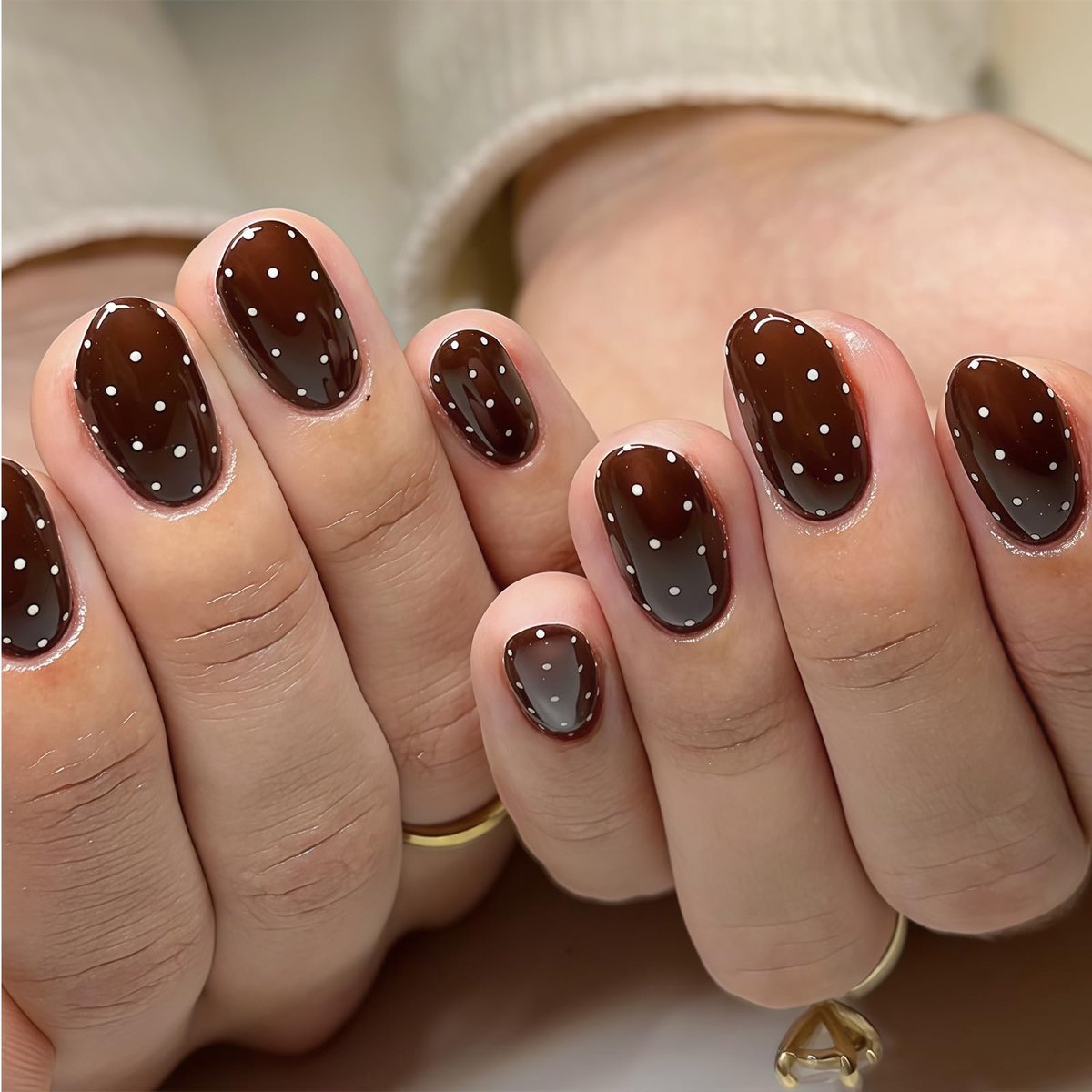 Solidchoice - Korte Vierkante Punnails met Franse Ontwerp en Witte Dots