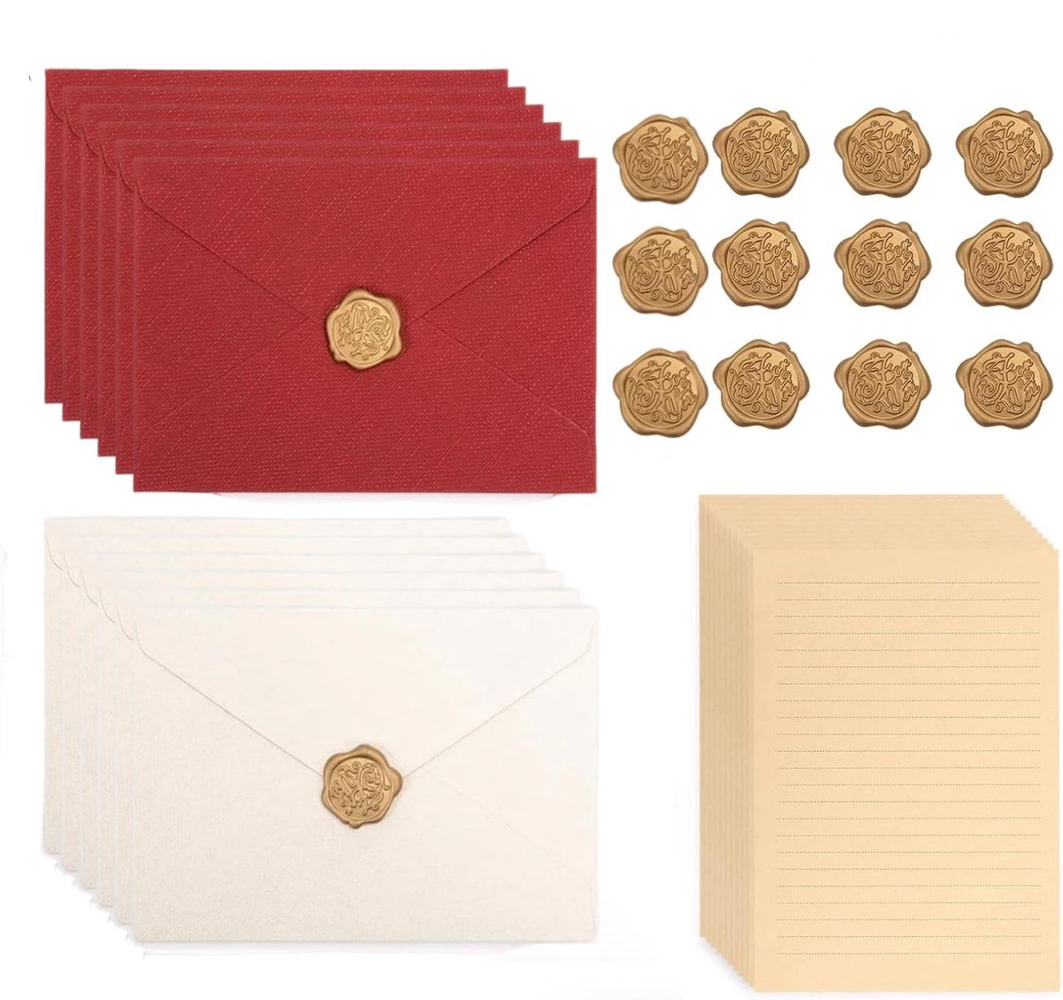 Solidchoice - 44 Stuks Briefpapier en Enveloppen Set voor Persoonlijke Berichten