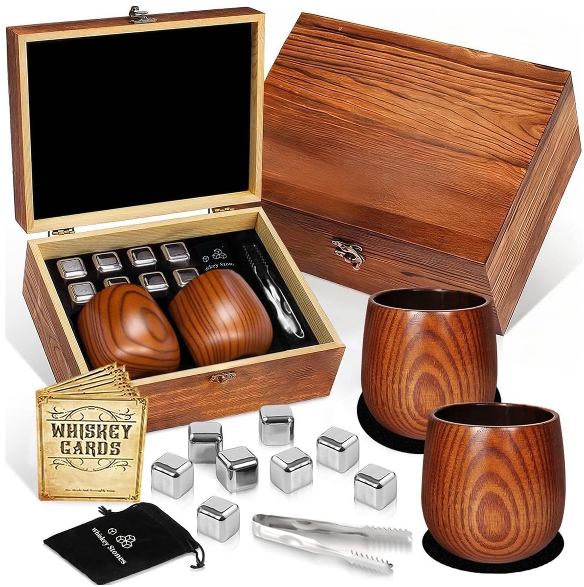 Solidchoice - Houten Whisky Glazen Set, Gepersonaliseerd en Handgemaakt