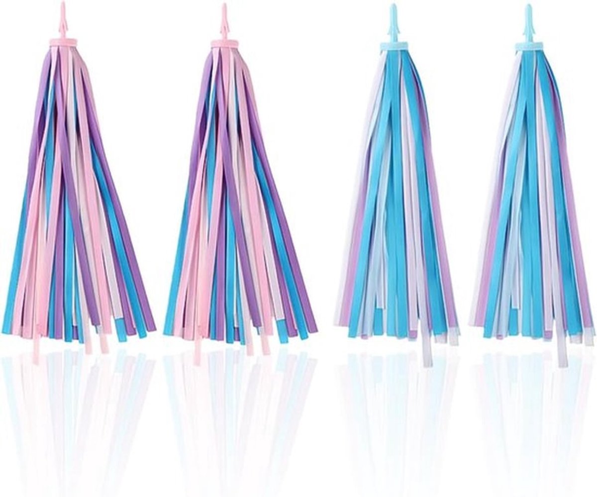 SnelShoppen - 2 Paar Kinderen Roller Streamers, Fietsversieringen, Creatieve Decoratieve Streamers voor Fiets en Step, Lichtgewicht Polyester, Roze, P