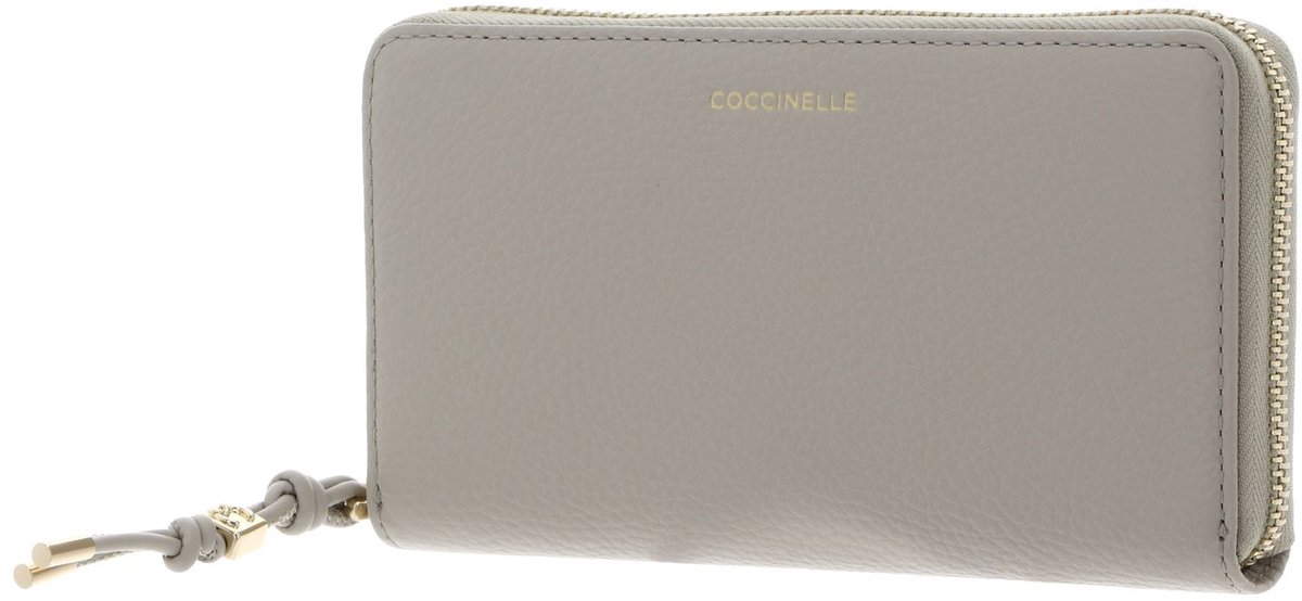 COCCINELLE Leren portemonnee Pansy Wallet Grained Leather Eucalipto groengrijs