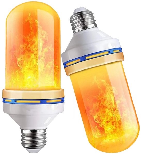 4 stuks E27 LED-lampen met vlameffect - 4 standen flikkerende vuursimulatie voor thuis, tuin, feest, bar, festival en buitendecoratie — afbeelding 4
