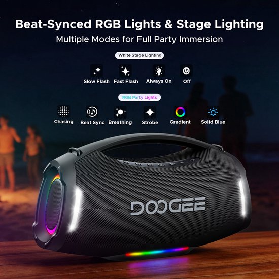 DOOGEE Wild Boom Pro - Bluetooth Speaker - Draadloze Bluetooth Speaker met Afneembare Draagriem - Waterdicht - Zwart — afbeelding 2