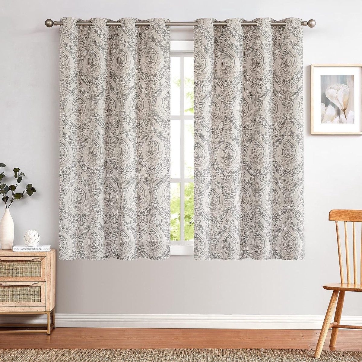 Verduisteringsgordijn - Grijs - 130 x 175 cm - Thermo Linnenlook - Voor Woonkamer en Slaapkamer (2 Panelen)