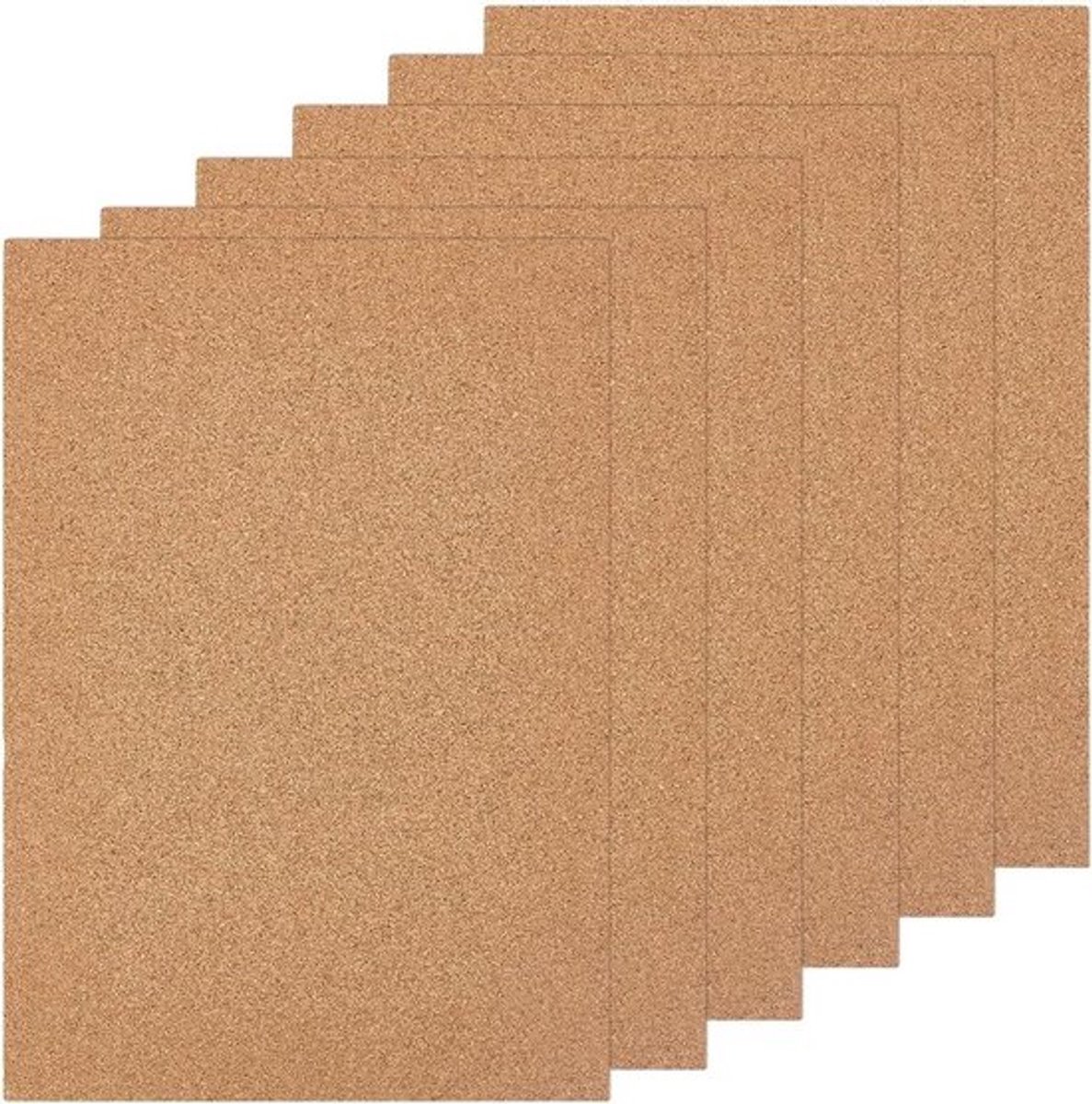 Kurktegels - Prikborden - Set van 6 - Rechthoekig - 21 x 30 x 0,8 cm - Accessoires - Thuis, school, kantoor - Grijs