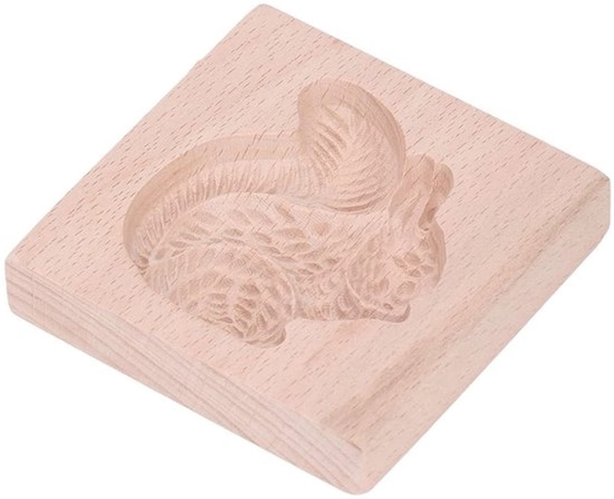 Koekjesvorm Eekhoornontwerp - Houten Koekjesstempel - Herbruikbaar Beukenhout - Kookaccessoire - DIY Gereedschap - Duurzaam en Wasbaar