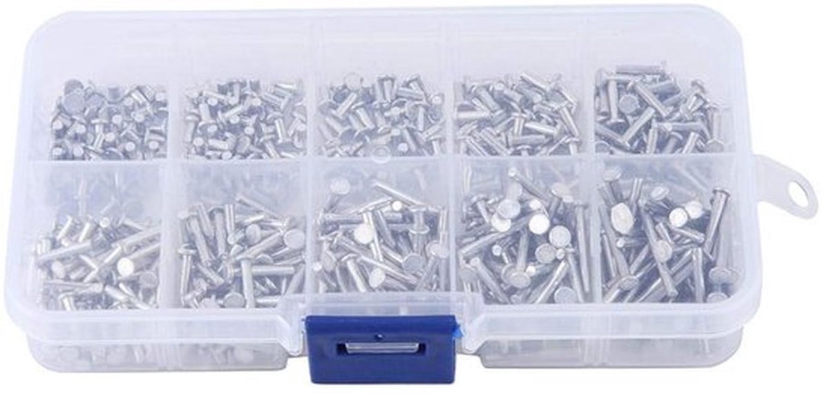 Klinknagels 500 Stuks - Aluminium Klinknagels - Platte Kop - M2 x 3/4/5/6/8/10/12/14/16/18 mm - Vaste Klinknagel - Gloednieuw - Vastelinknagels