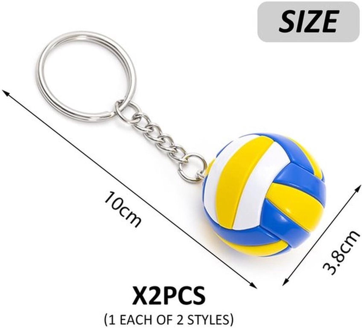 Volleybal-sleutelhangers 2 stuks - Kunststof/Roestvrij Staal - Mini-volleybal-hangers - Creatieve/sport souvenirs - Decoratieve sleutelhangers - Lichtgewicht/durzaam - Sleutelhanger