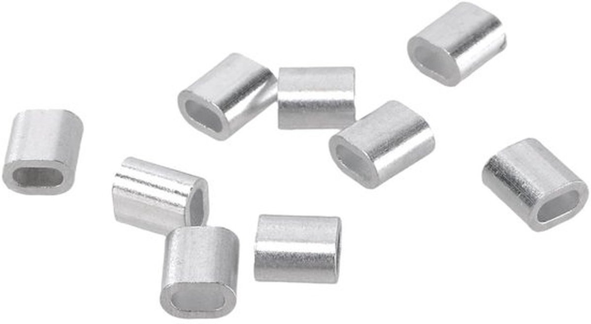 Aluminiumhulzen 300 Stuks - Aluminium Persklemmen 2mm - Aluminium Crimpsluis - Draadkabelconstructies - Afsluitsystemen - Robuuste Uitvoering - Krimplussen