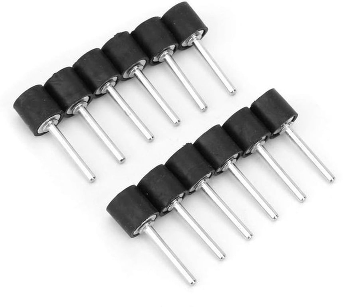 12-delige Drum Rubberen Staande Mouw - Ijzer Polijsten - Schuurtrommelhouder - Rubberen Doorn - 1/8 Inch Schacht - Schuurhuls - Power Rotary Tool Attachments - Geschikt voor - Ijzer Polijsten - Zwart Model