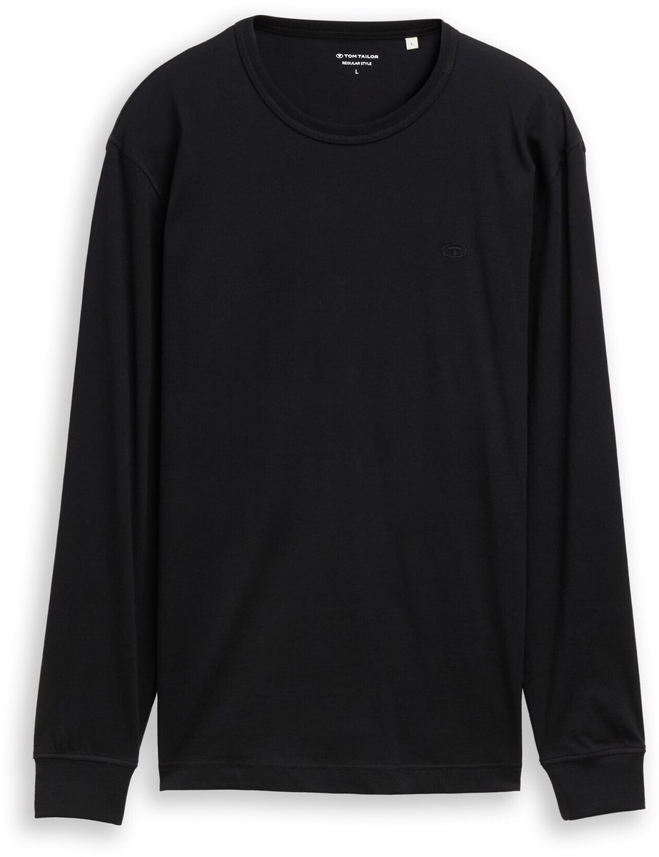 Tom Tailor - Basic katoenen shirt met lange mouwen - Maat M - Black