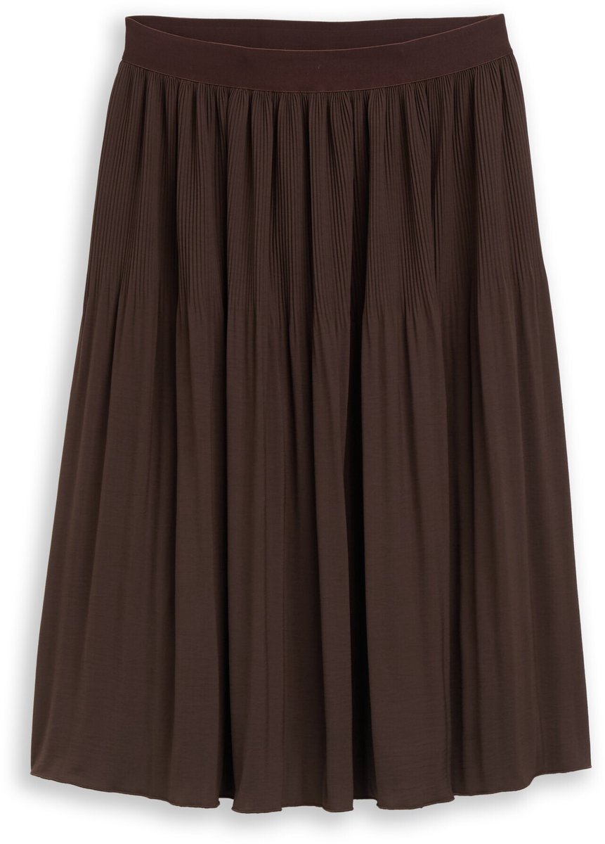 Tom Tailor - Geplooide rok met elastische tailleband - Maat 46 - java dark brown