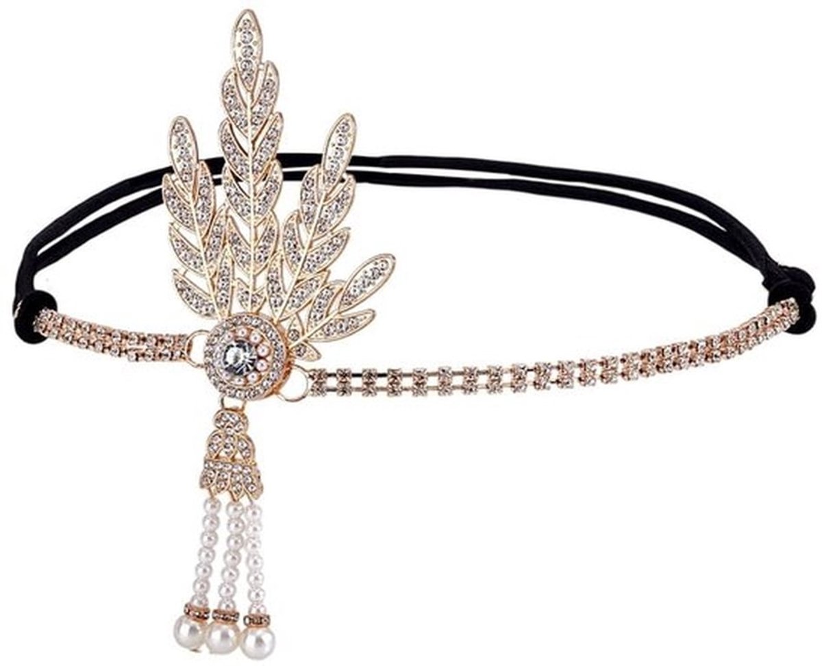 Hoofdband Bling Flapper - Strass Parel - Bruids Haaraccessoire - DIY Bruiloft Decoratie - Vrouwen Verjaardagsfeest - Blad Vorm - Haarband