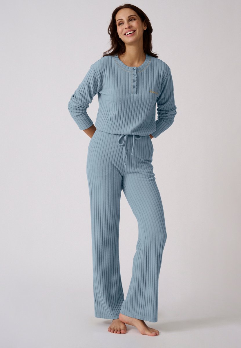 Damart Thermolactyl pyjama van ribtricot - Dames - Blauw - 50-52 (XL)