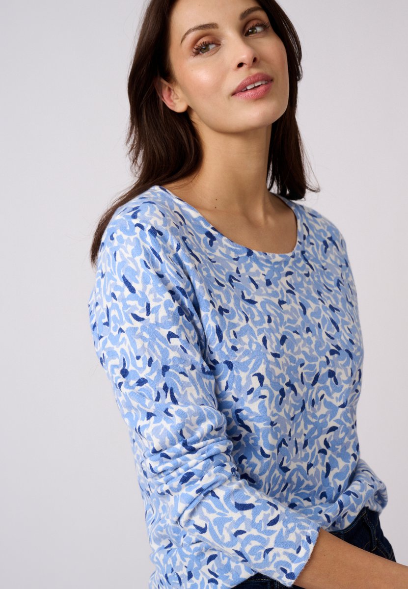 Damart - Effen of bedrukte fijn gebreide trui - Dames - Blauw - XL