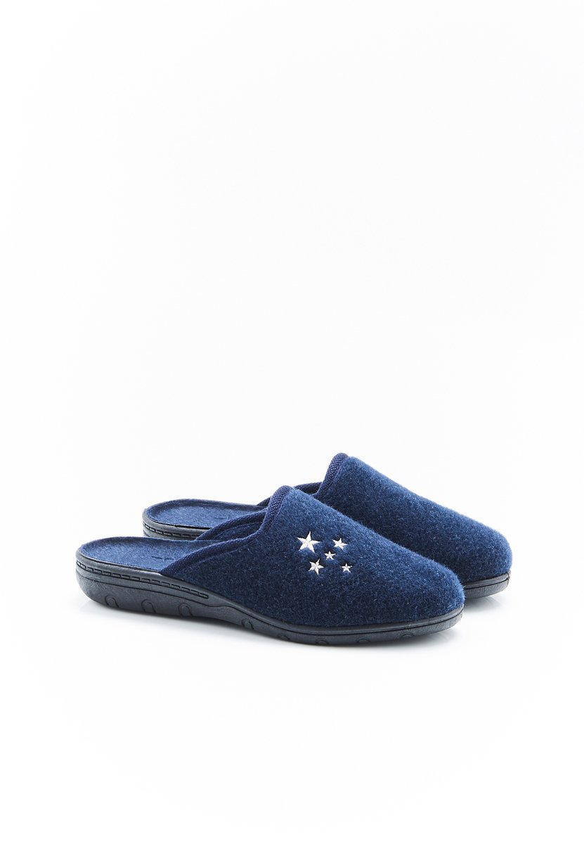 Damart - Muiltjes met viltlook - Dames - Blauw - 36