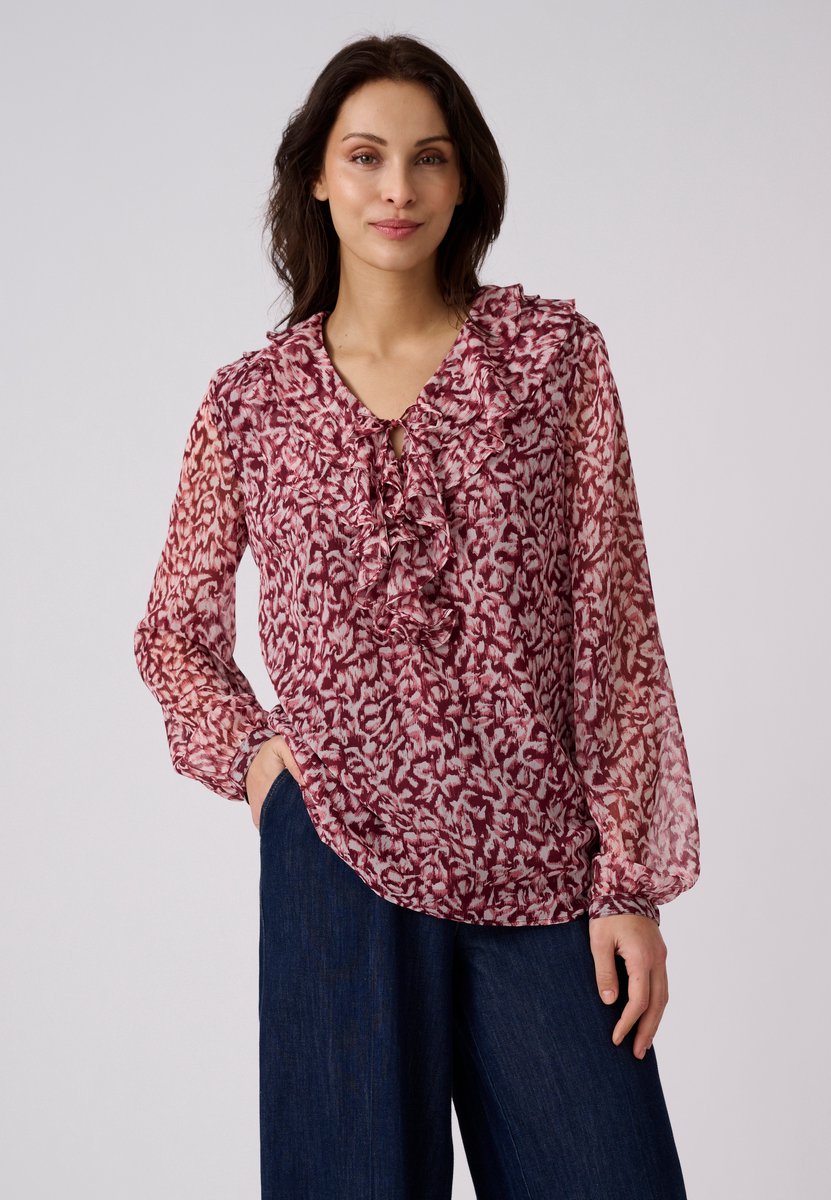 Damart - Blouse van voile met vlekkenprint - Dames - Rood - 50
