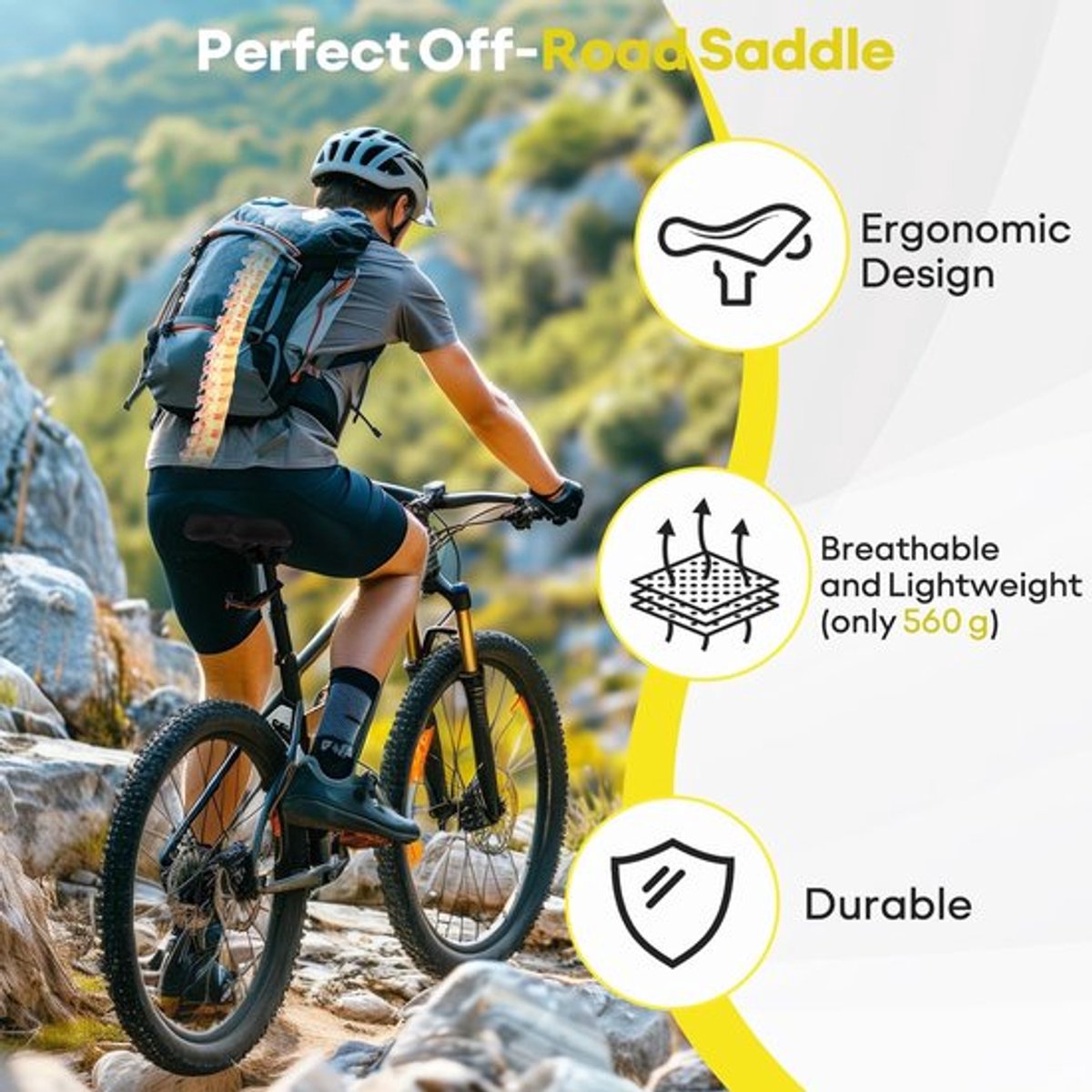 - Gel Fietszadel - Comfortabel Fietszadel - Waterdicht - Geel - Fietsaccessoires - Geschikt voor mannen en vrouwen - Gel zadel voor d...